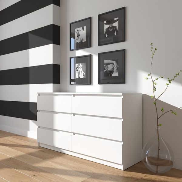 Комод VAYS R-7 Білий, 6 шухляд без ручок, ЛДСП, 140&times;40&times;75 см&ndash; для дому, офісу, вітальні, спальні 1794685229 фото