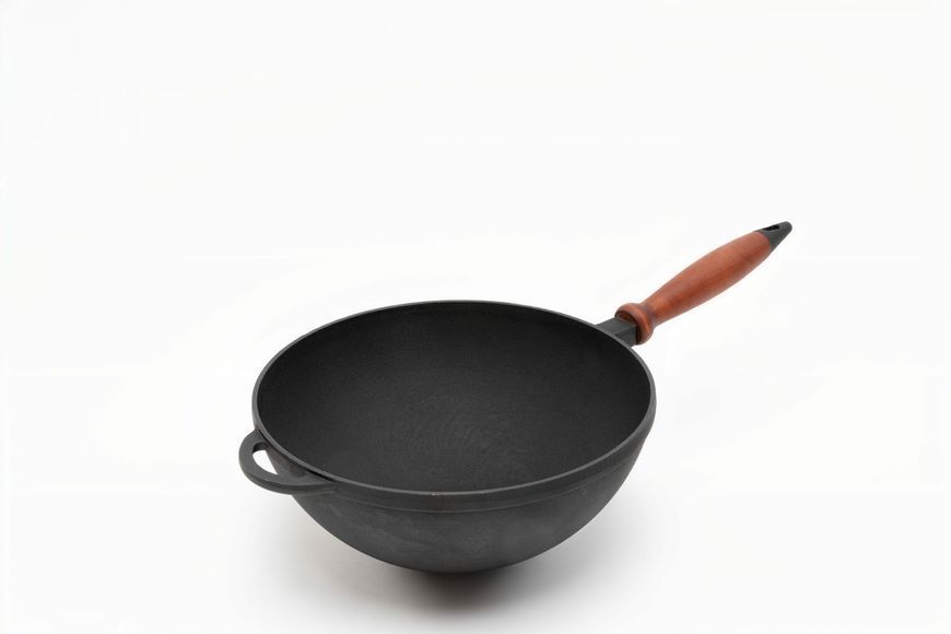 Сковорода чавунна WOK 200х90 мм з дерев'яною ручкою ТМ СІТОН 2090WH фото