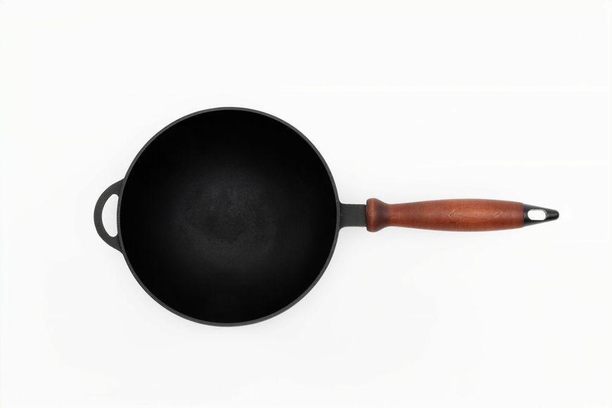 Сковорода чавунна WOK 200х90 мм з дерев'яною ручкою ТМ СІТОН 2090WH фото