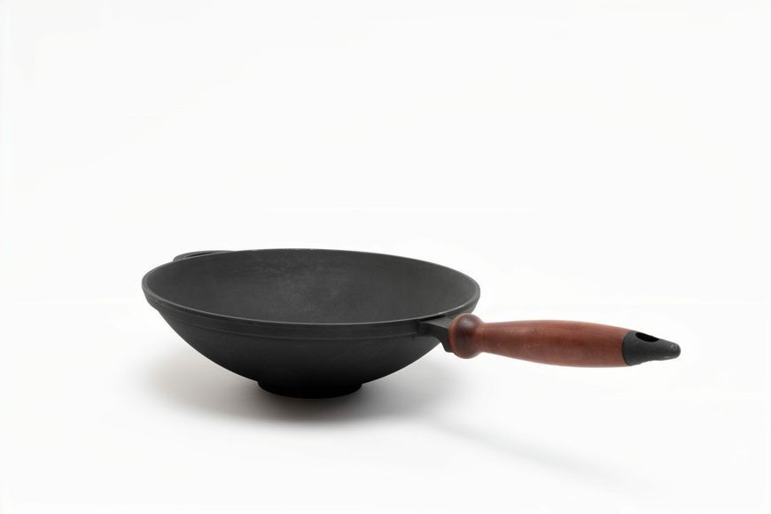 Сковорода чавунна WOK 260х80 мм з дерев'яною ручкою ТМ СІТОН 2680W-H фото