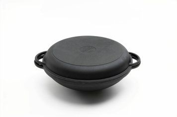 Каструля чавунна WOK 4,5 л з чавунною кришкою-сковородою ТМ СІТОН 3090W-KS фото