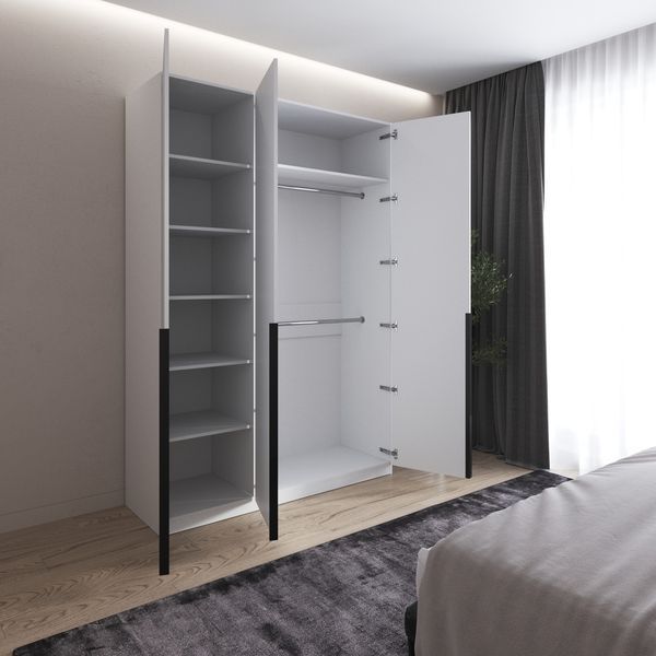 Шафа для одягу VAYS M-32 Білий, 2 штанги та полиці, ЛДСП, 150&times;50&times;220 см - для спальні, вітальні, передпокою 2142015544 фото
