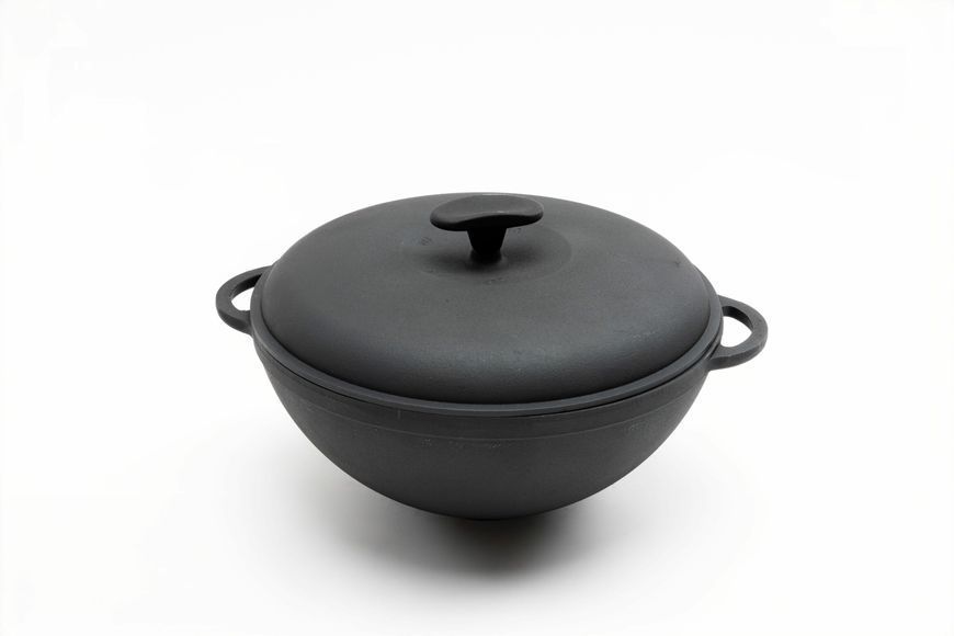 Каструля чавунна WOK 5,5 л з чавунною кришкою ТМ СІТОН 3013W-K фото