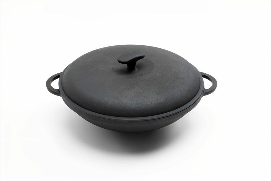 Каструля чавунна WOK 4,5 л з чавунною кришкою ТМ СІТОН 3090W-K фото